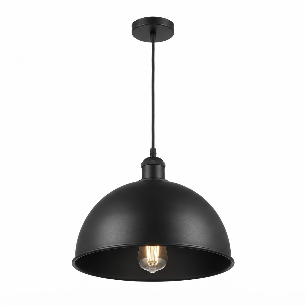 Matte Black Dome Pendant Light