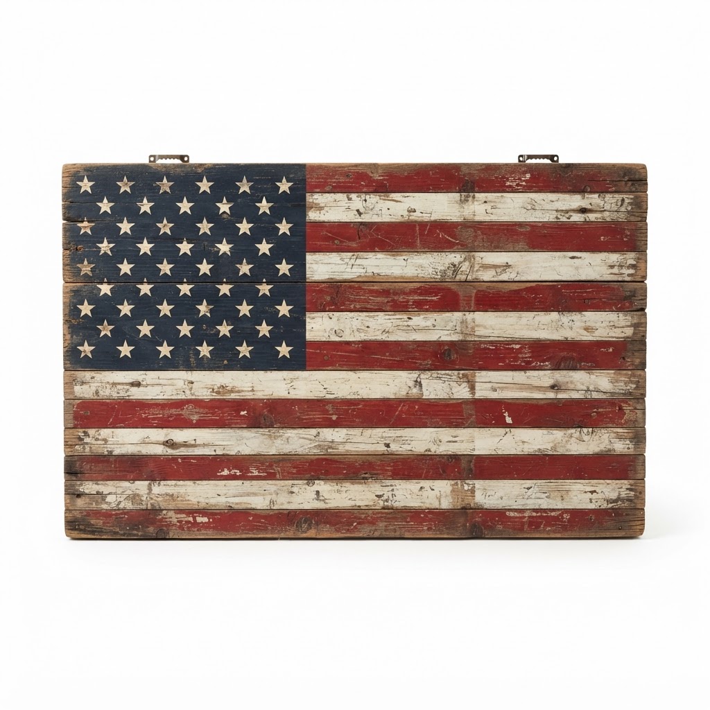 Distressed American Flag Wood Wall Sign