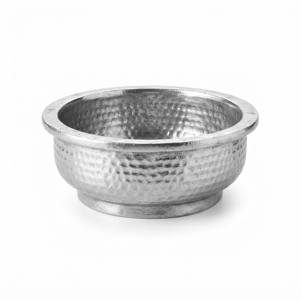 metallic silver decorative bowl