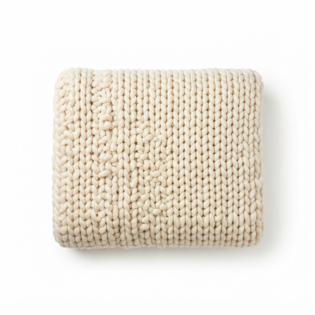Cream Chunky Knit Throw Blanket