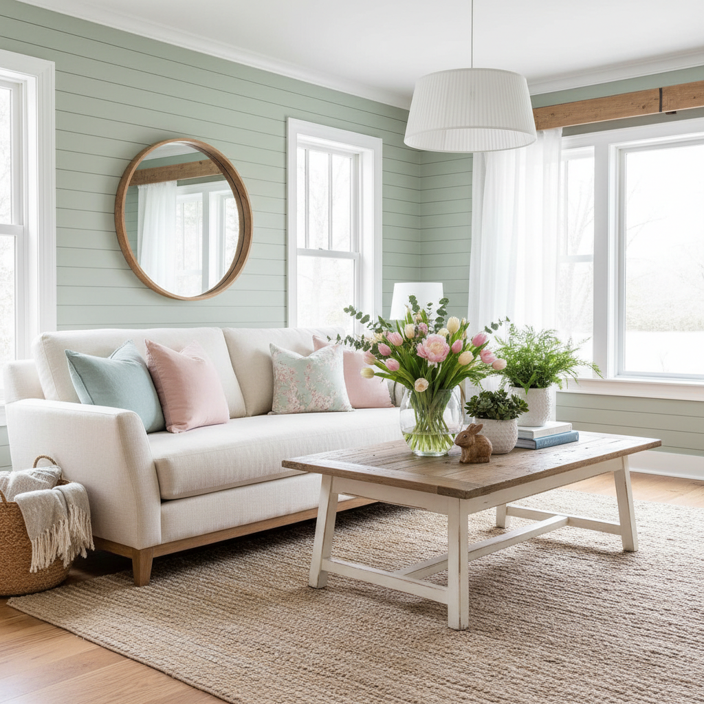 Modern Farmhouse Spring Living Room