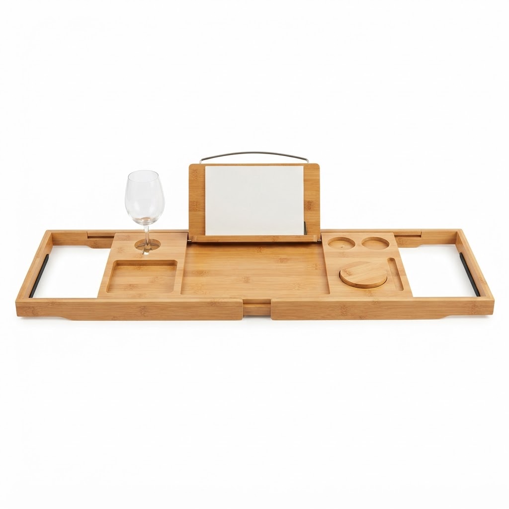 Transitional Bamboo Bathtub Tray