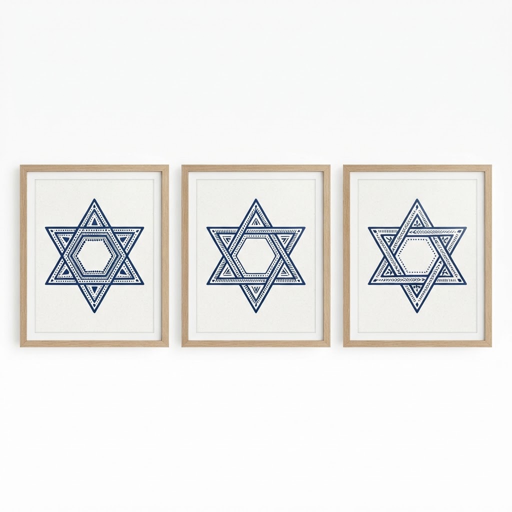 Blue Star Wall Art Print Set