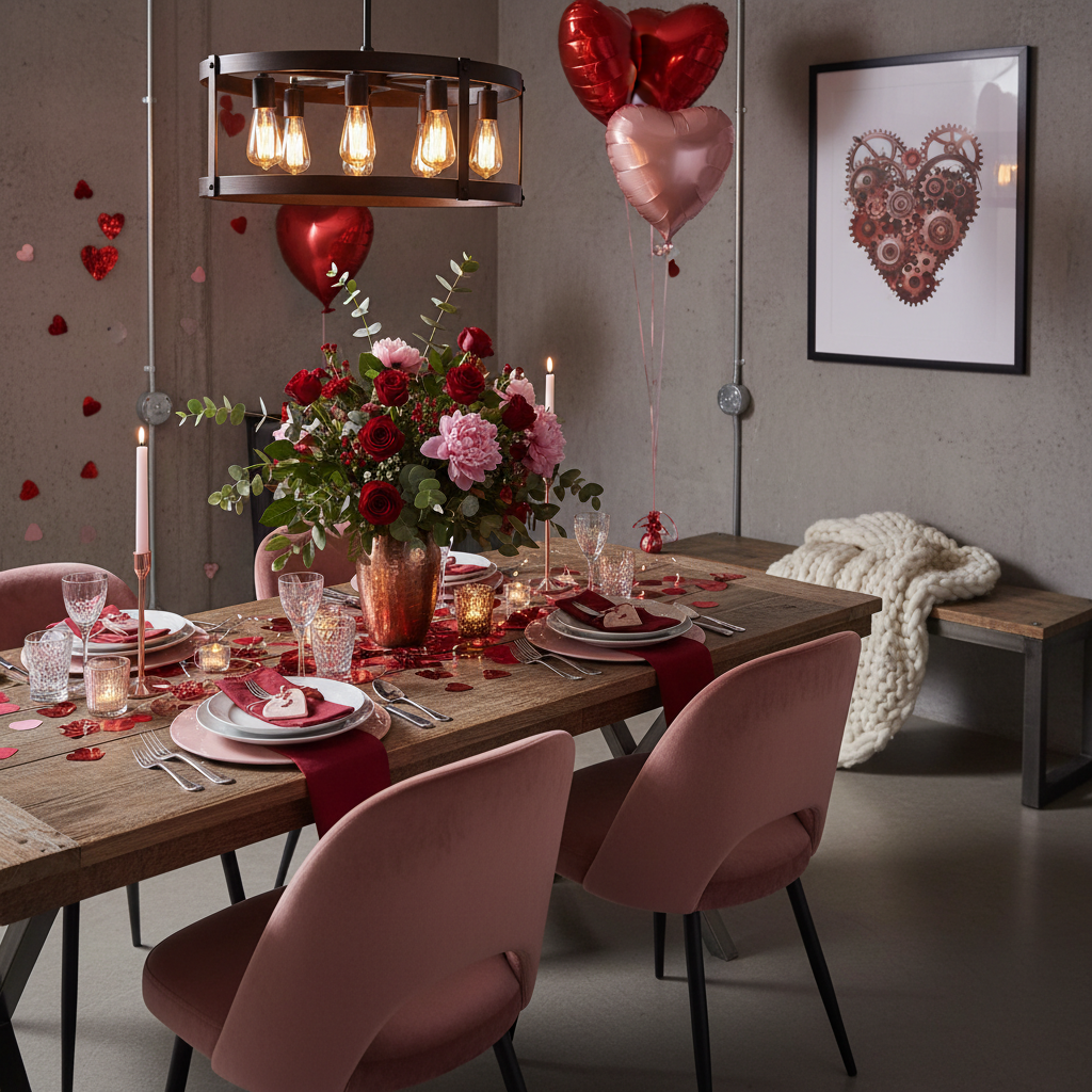 Industrial Valentine's Day Dining Room