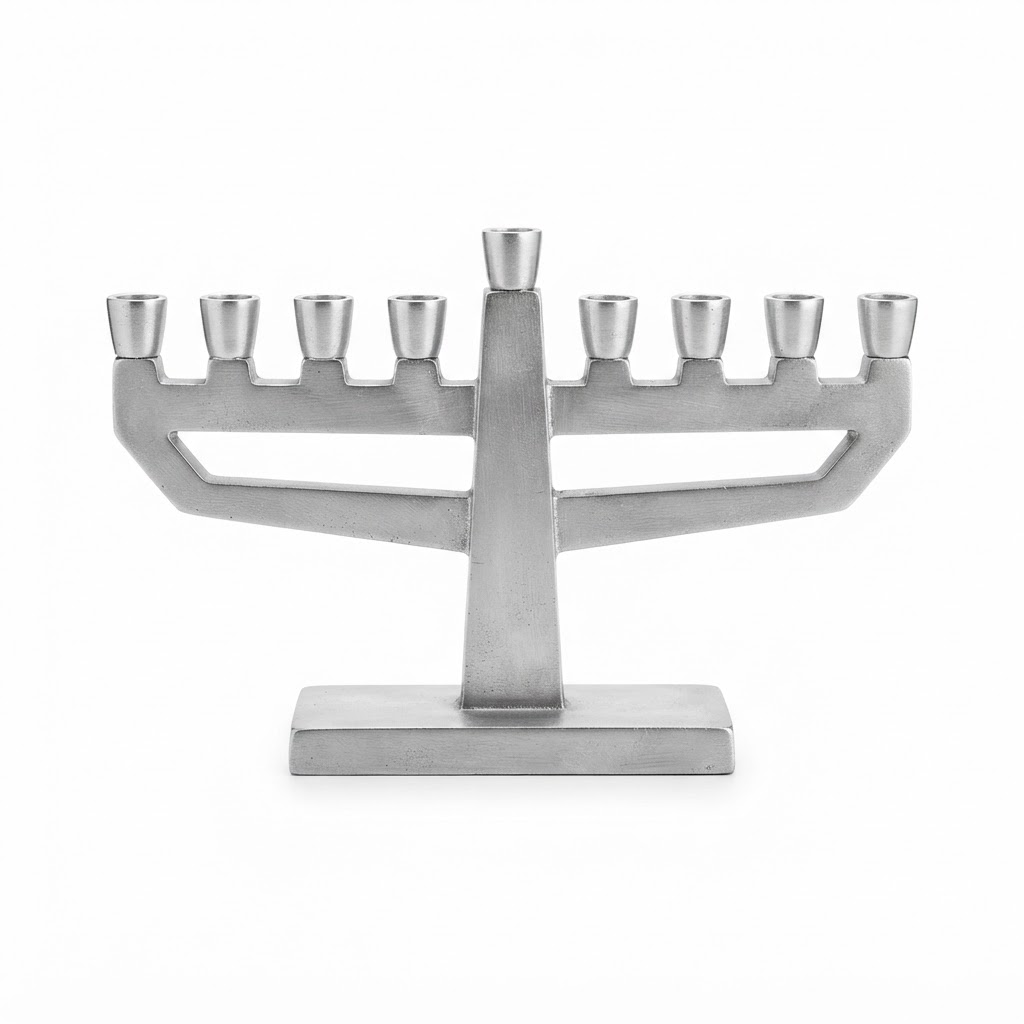 silver metallic menorah