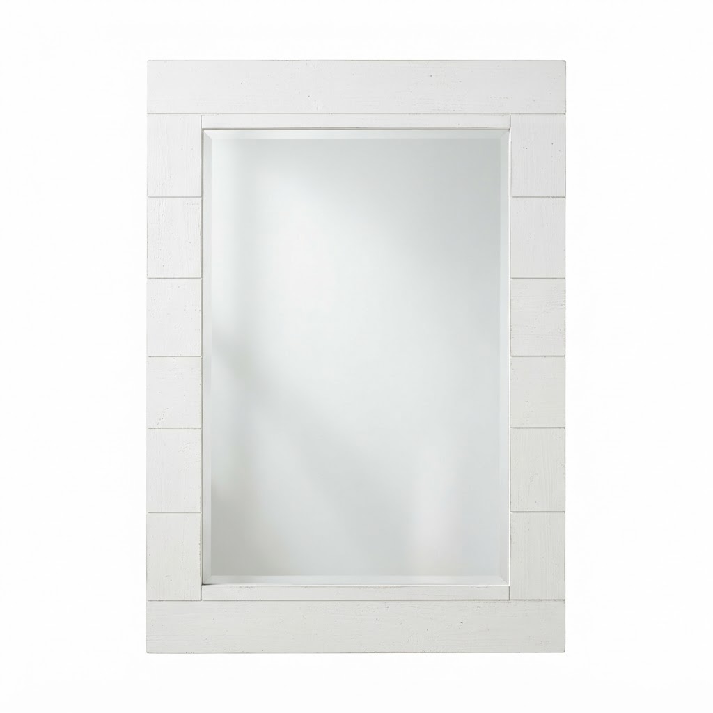 White Shiplap Style Wall Mirror