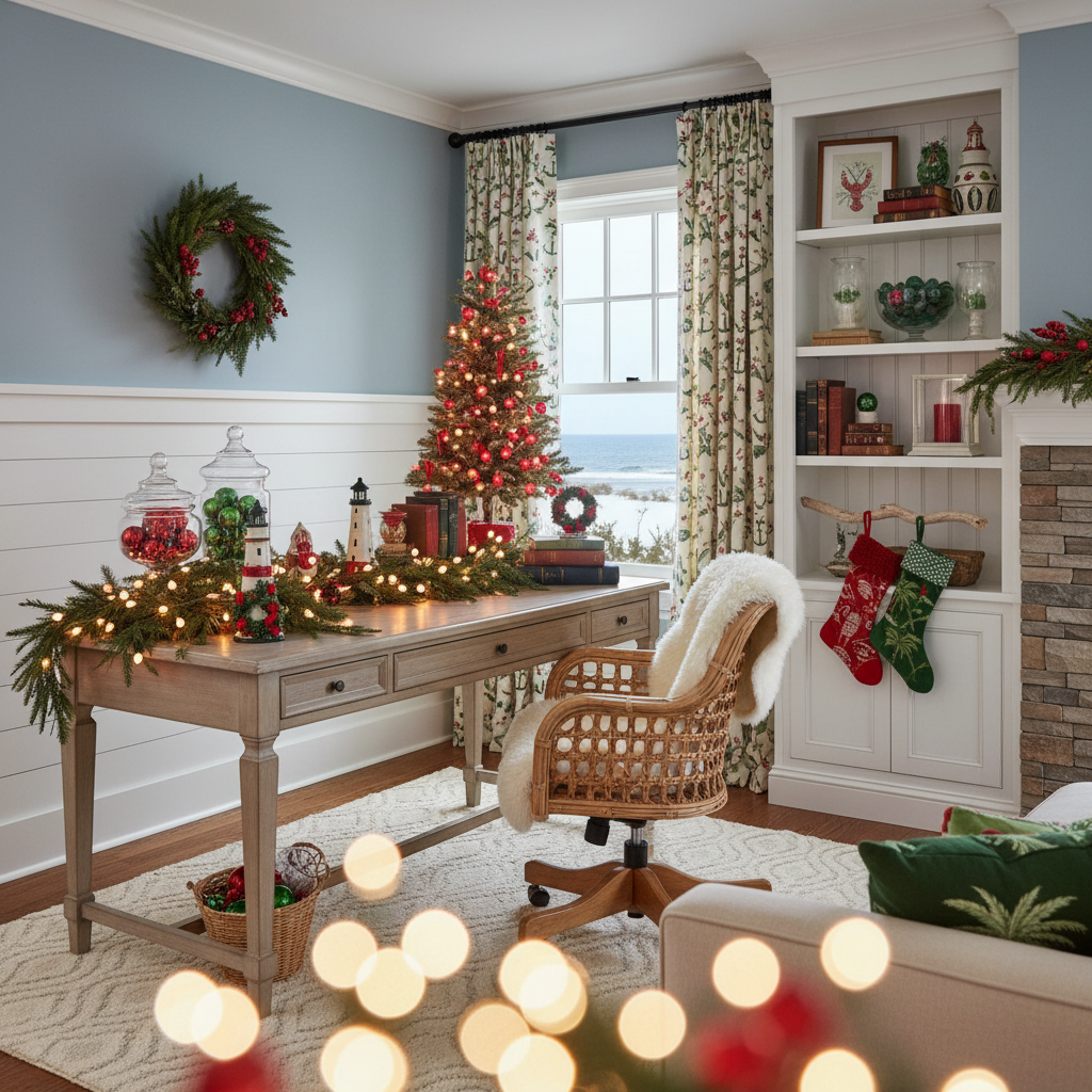 Coastal Christmas Home Office