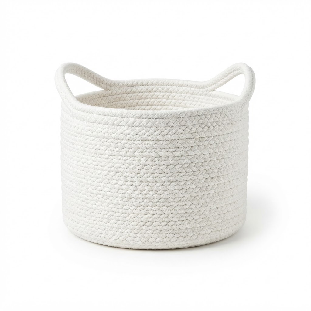 Woven White Storage Basket