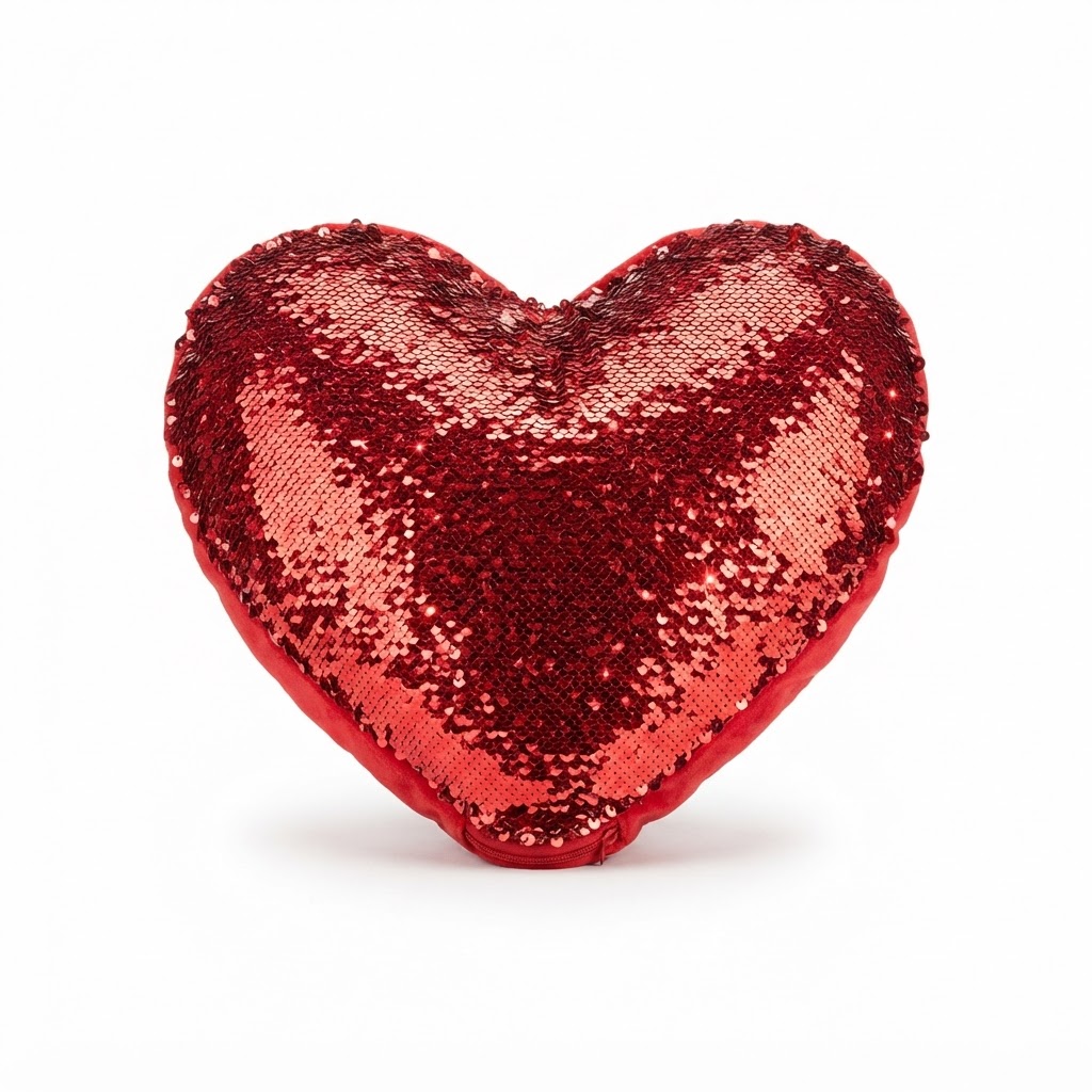 Shimmering Sequin Heart Pillow