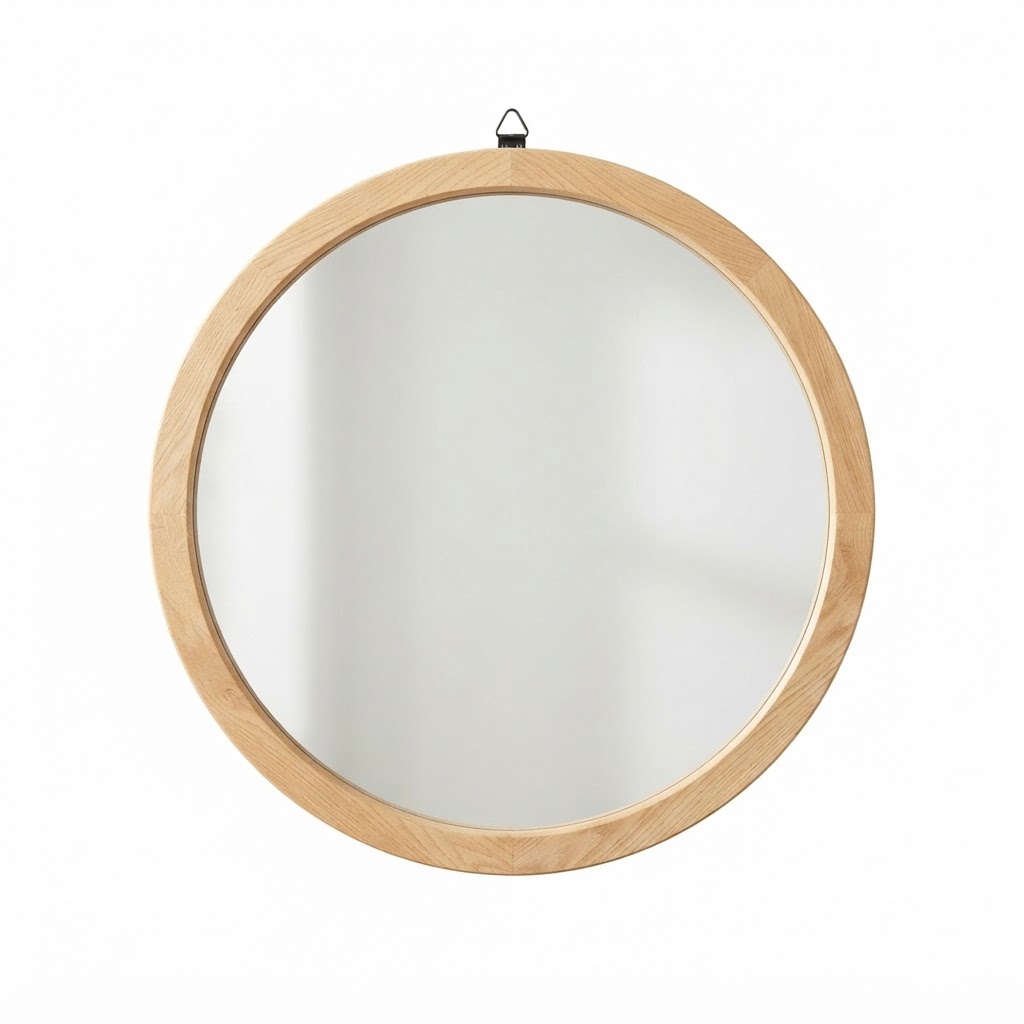 Round Wood Wall Mirror