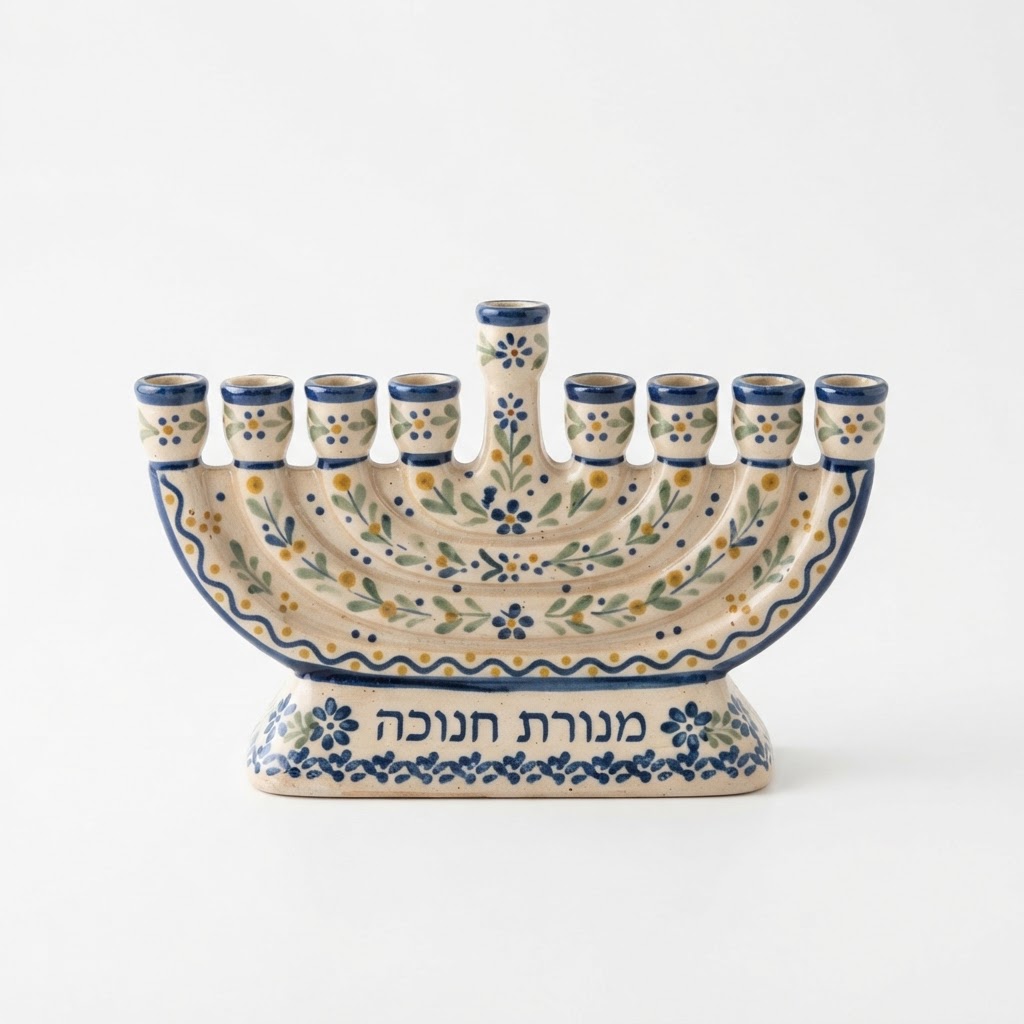 Hand-Painted Ceramic Menorah