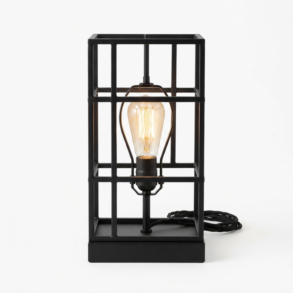 Black Metal Cage Table Lamp