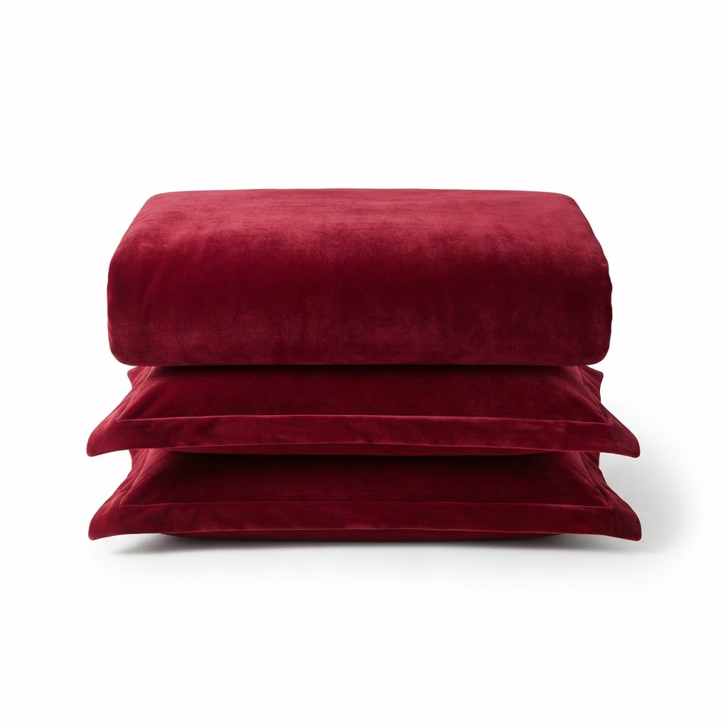 Luxury Deep Red Velvet Duvet Cover Set