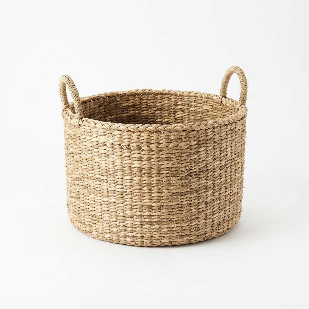 Woven Seagrass Firewood Basket