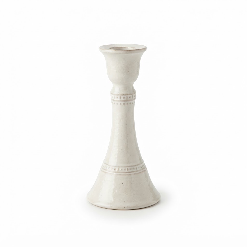 Winter White Ceramic Taper Candle Holders