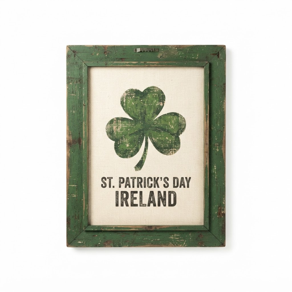 Distressed Green Framed Wall Art