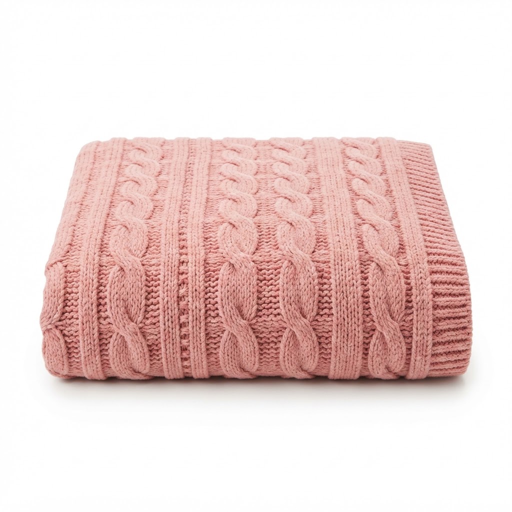 Transitional Pink Knit Throw Blanket
