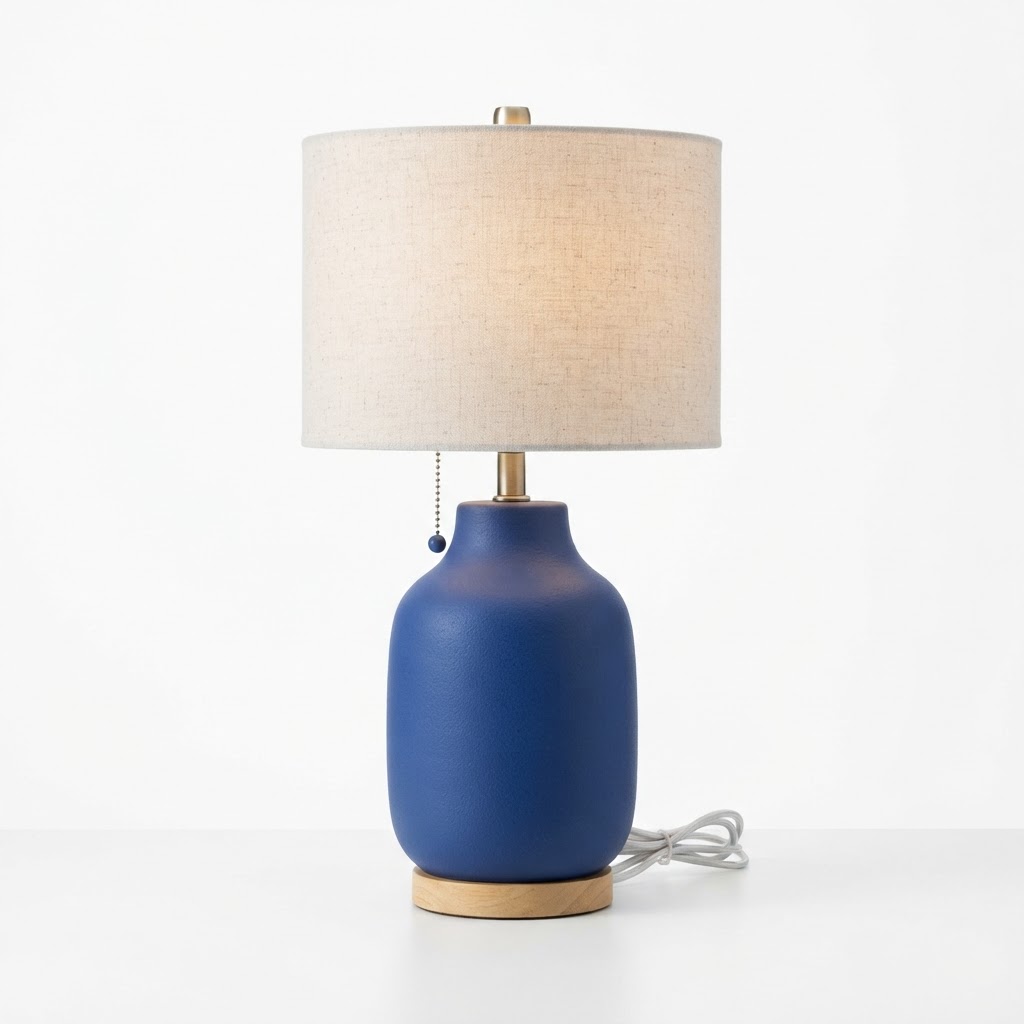 Matte Blue Ceramic Table Lamp