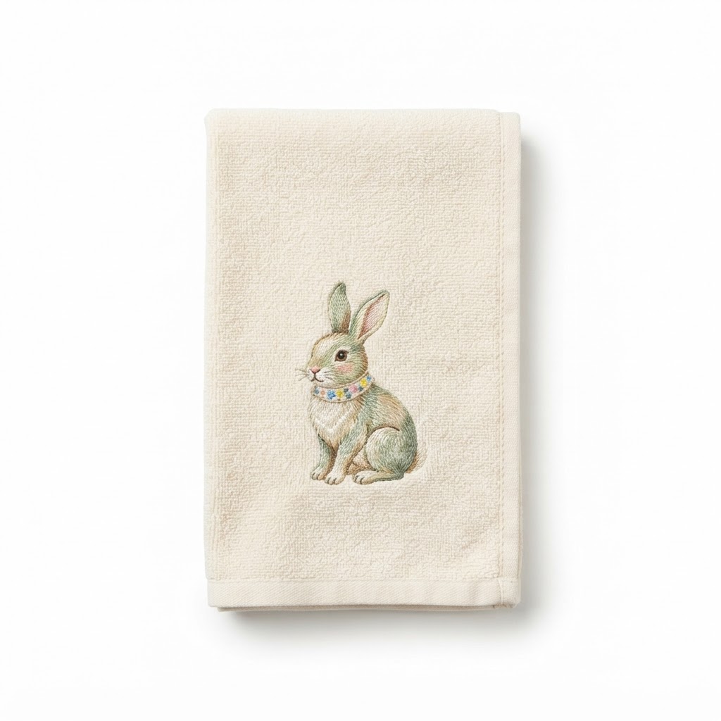 Embroidered Bunny Hand Towels