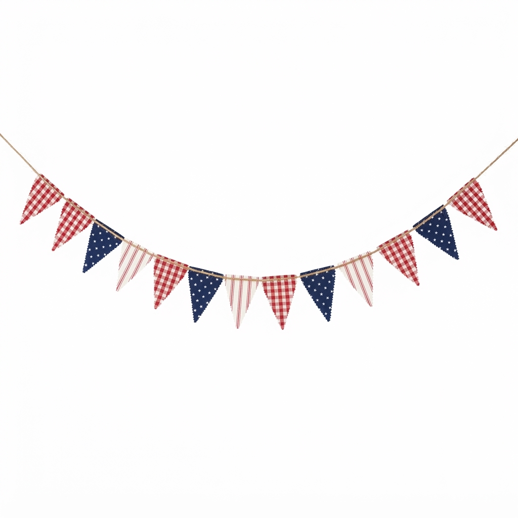 Red White and Blue Fabric Garland