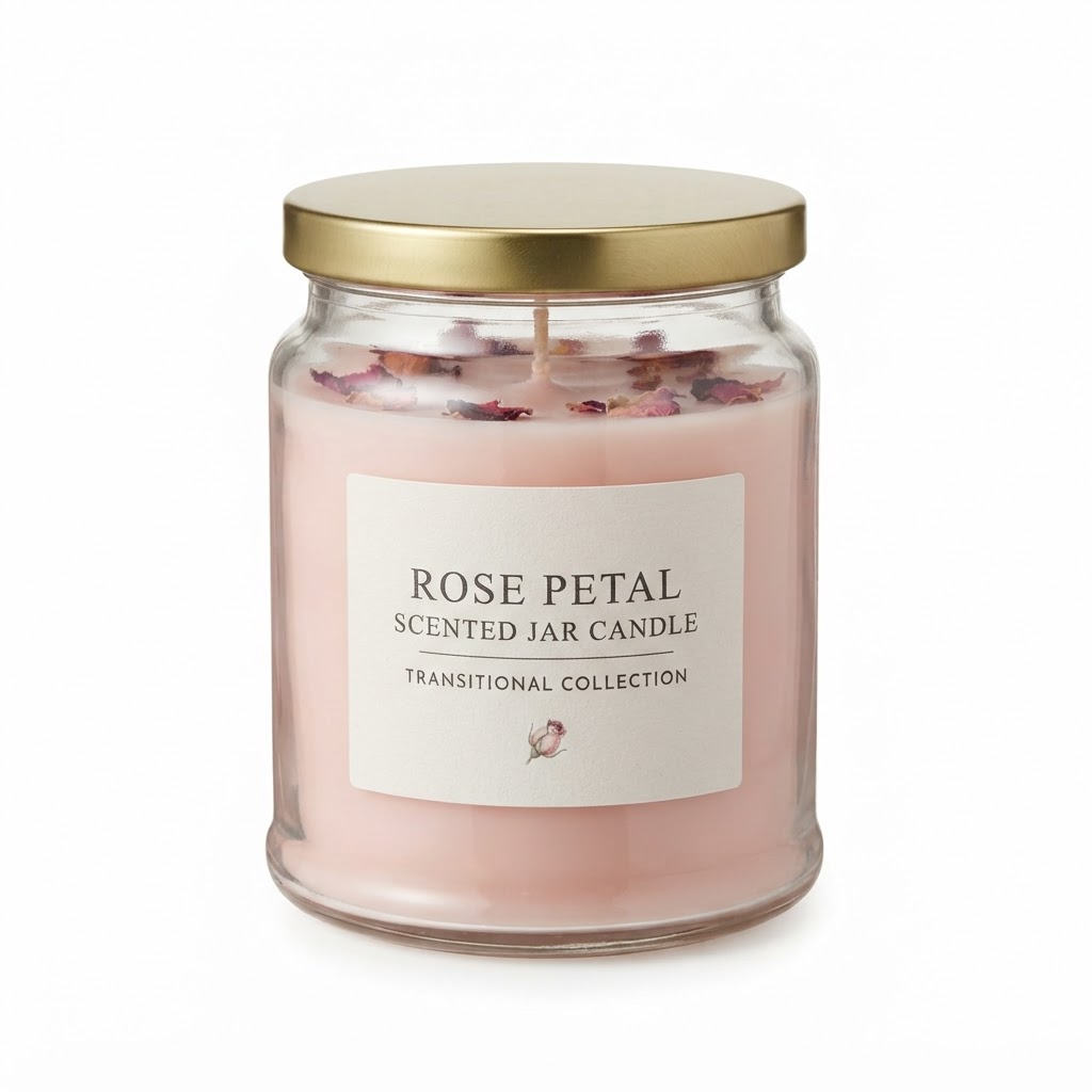 Transitional Rose Petal Scented Jar Candle