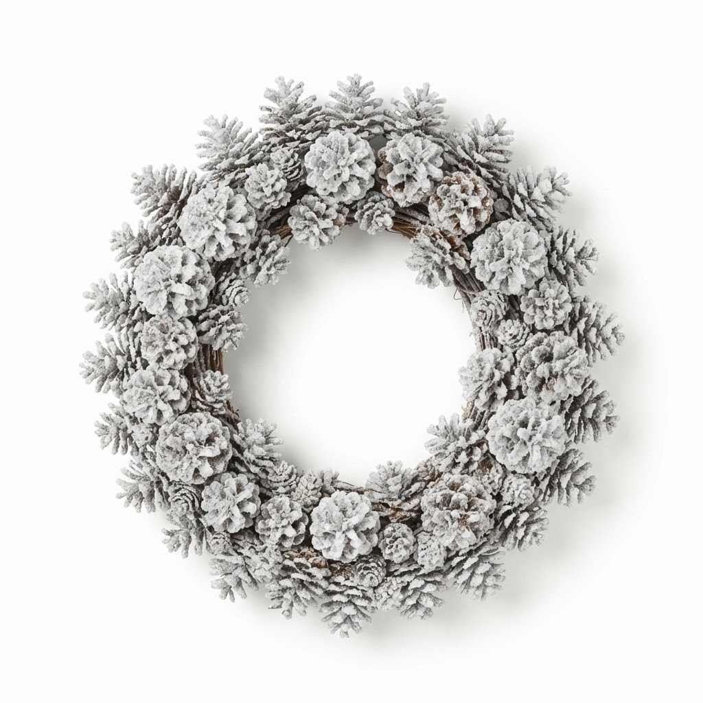 Winter Frosted Pine Cone Wreath