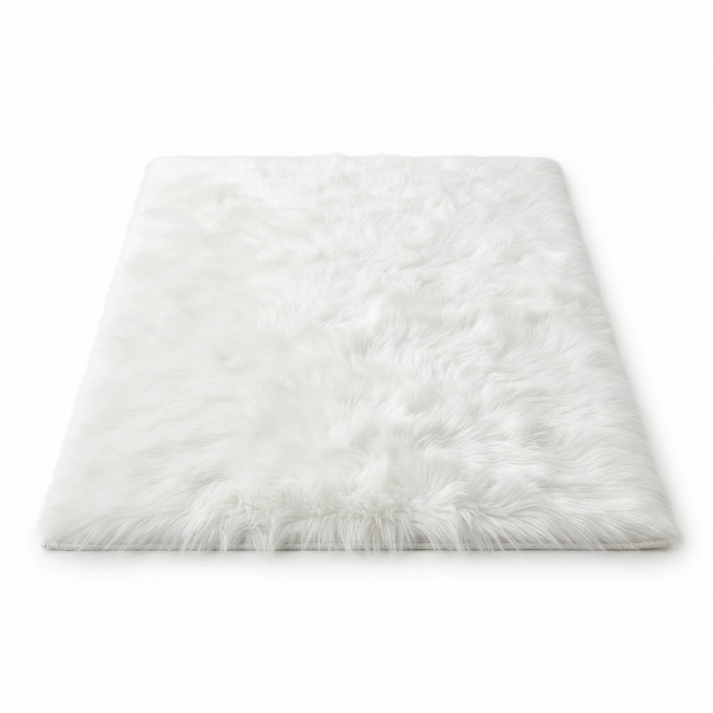 Faux Fur White Area Rug