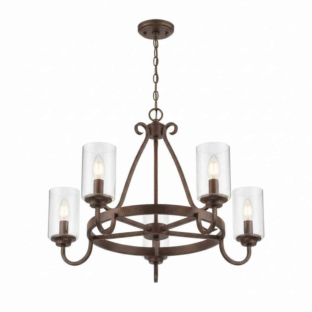 Bronze Five-Light Chandelier
