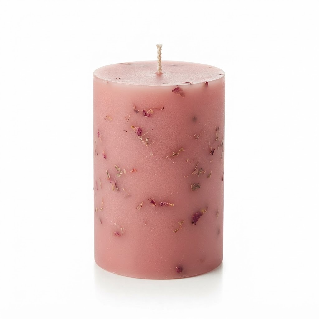 Transitional Rose-Scented Pillar Candles