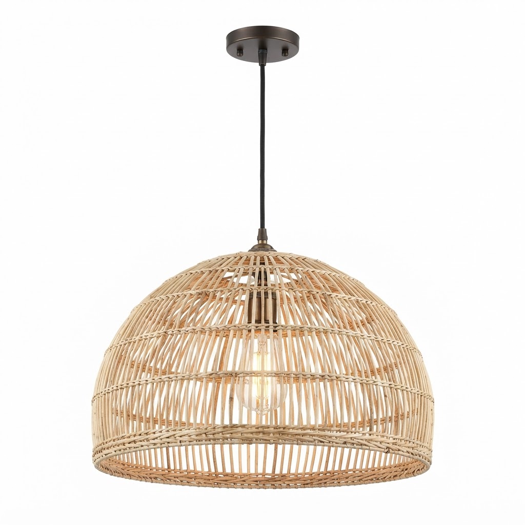 Woven Rattan Dome Pendant Light