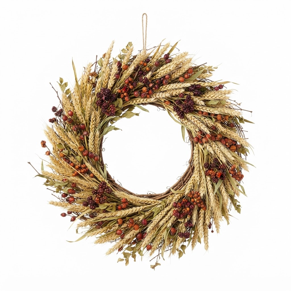 Dried Wheat and Berry Wreath