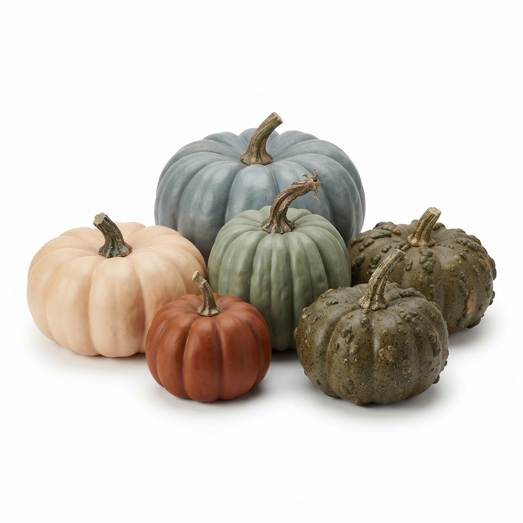 Assorted Faux Heirloom Pumpkin Set