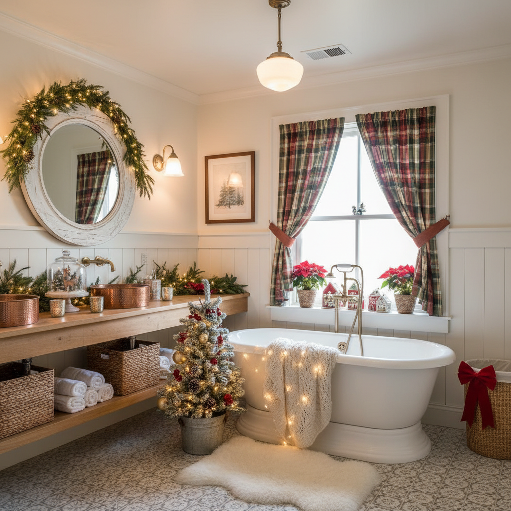 Modern Cottage Christmas Master Bathroom