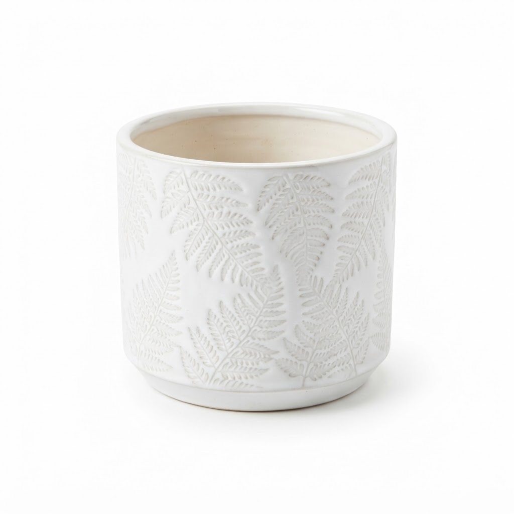 Ceramic White Fern Planter