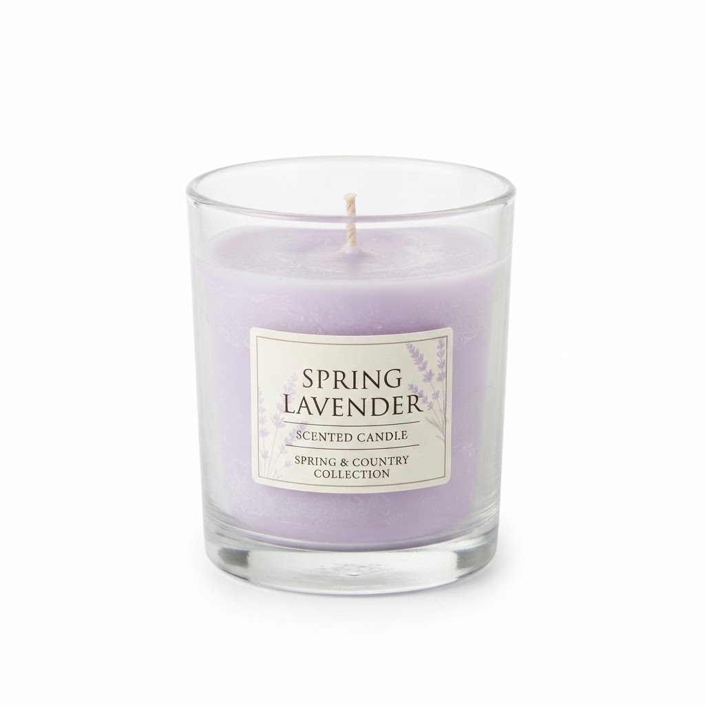 Spring Lavender Scented Glass Candle