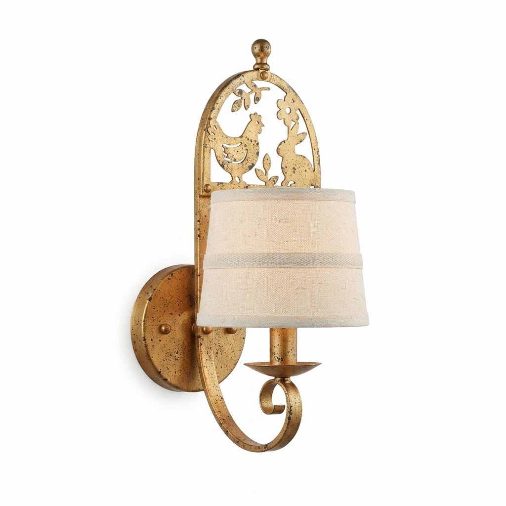 Distressed Gold Metal Bathroom Sconce