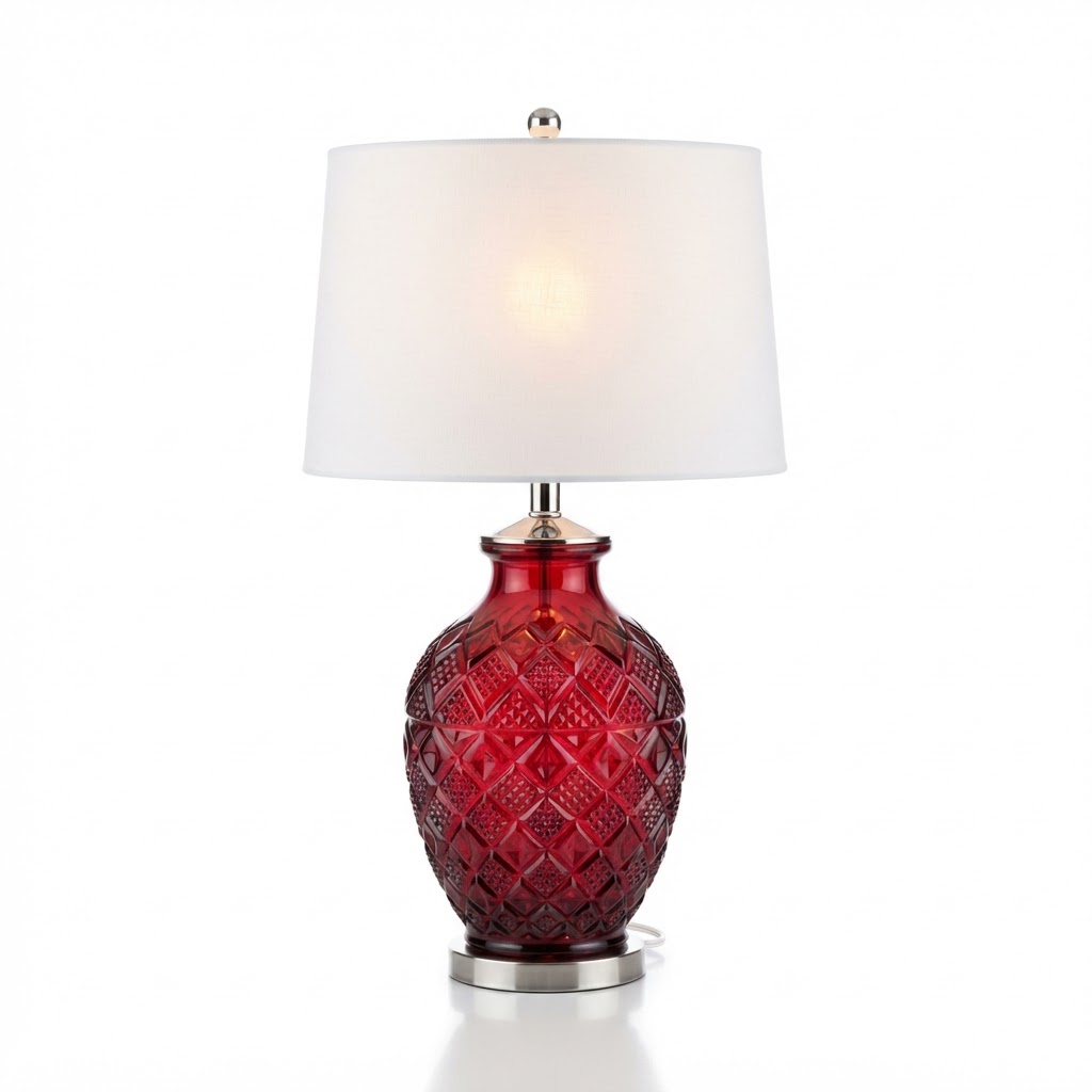 Red Glass Table Lamp