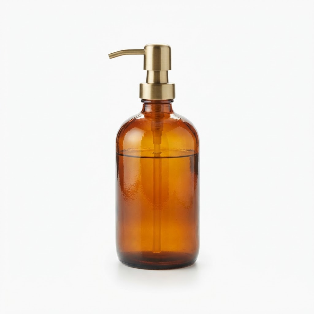 Transitional Amber Glass Soap Dispenser