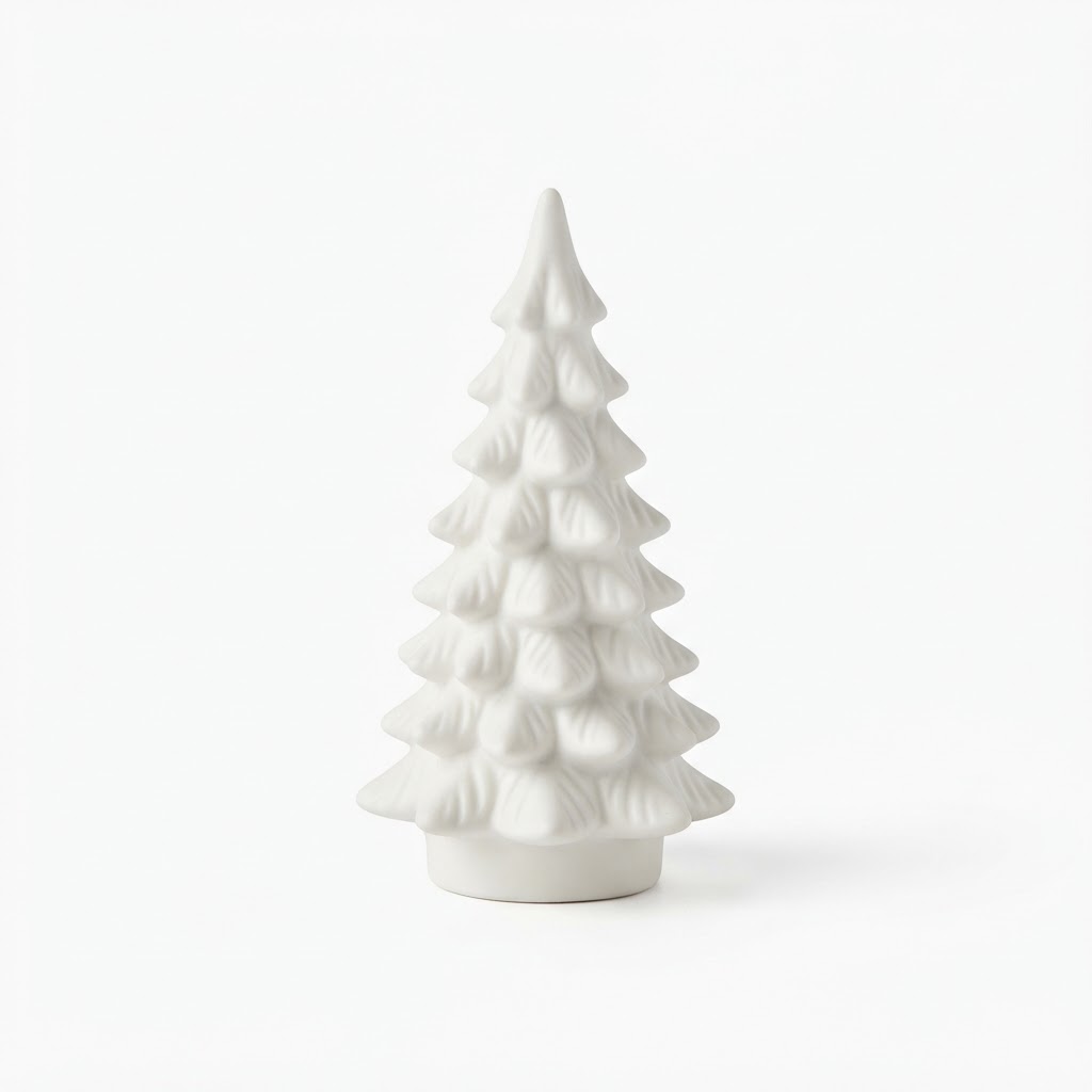 White Ceramic Pine Tree Figurine