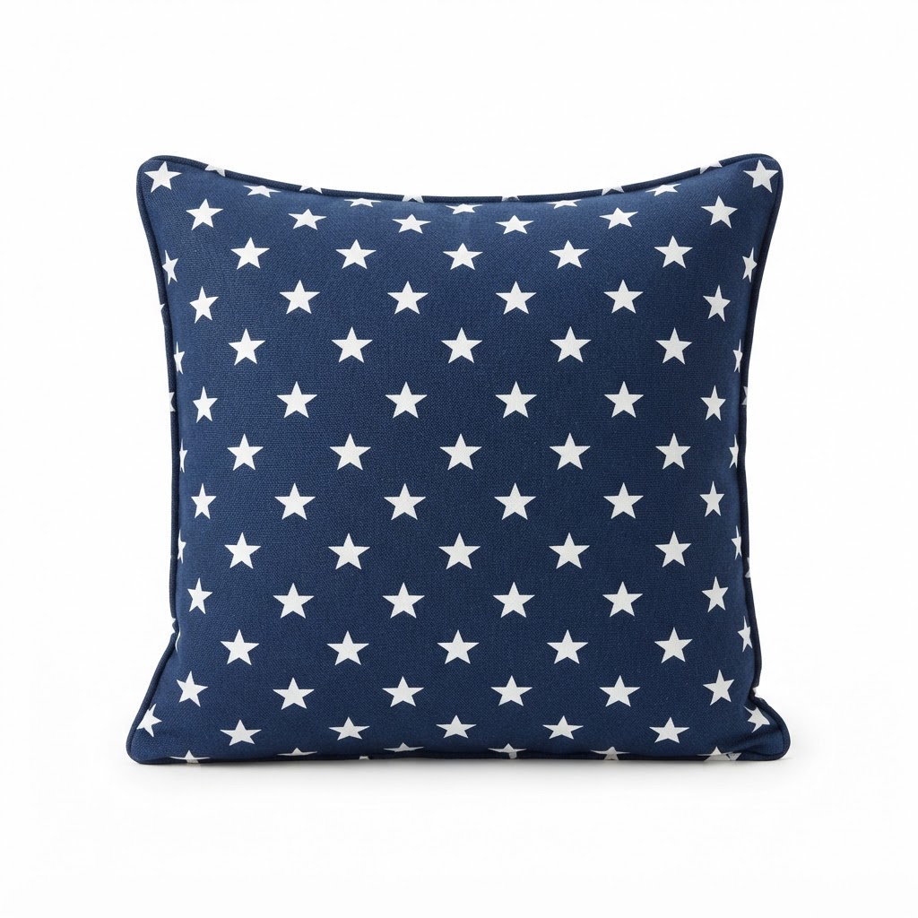Navy Blue Star Print Accent Pillow
