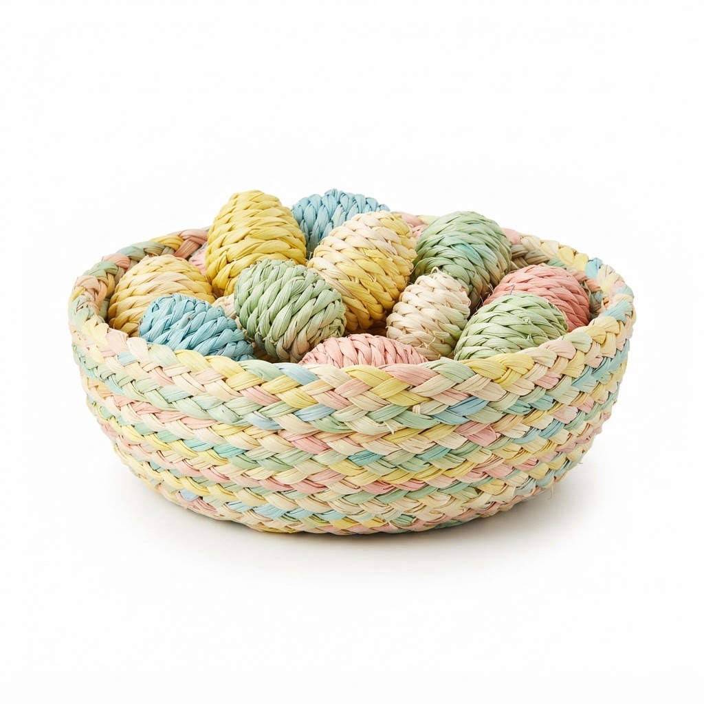 Woven Pastel Decorative Easter Egg Bowl
