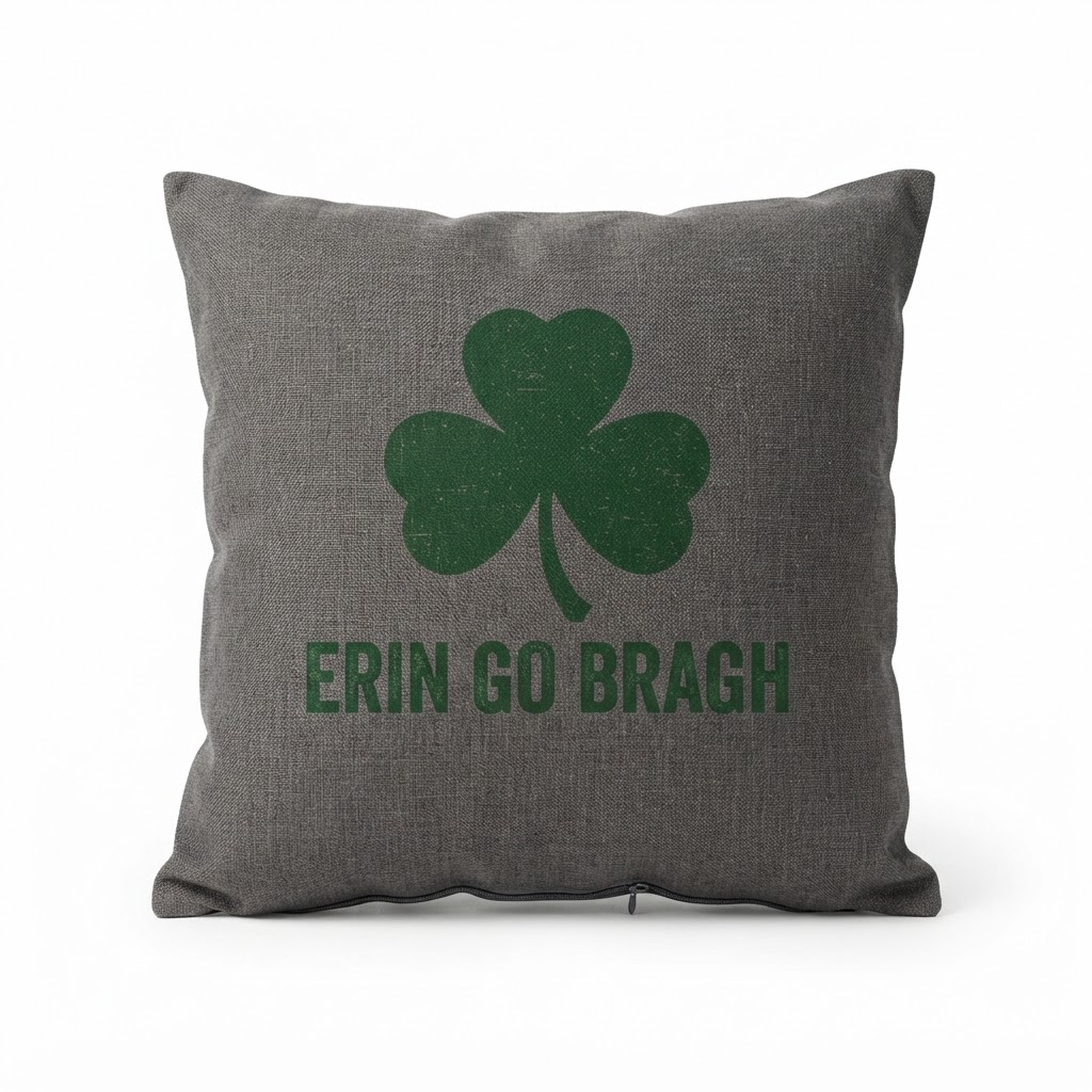 Erin Go Bragh Shamrock Throw Pillow