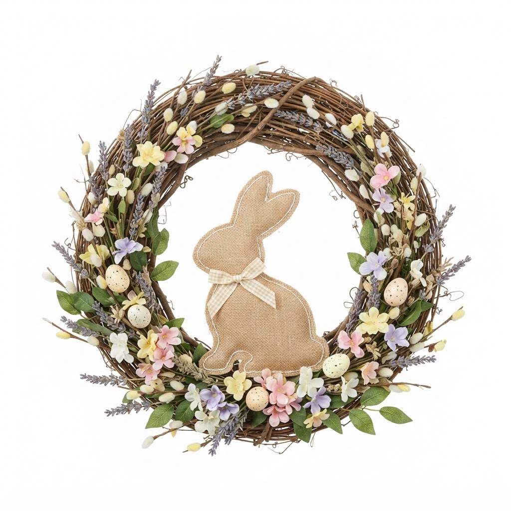 Rabbit Motif Easter Wreath