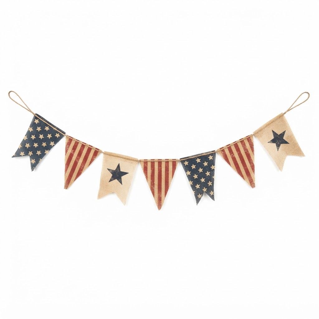 Woven Burlap Patriotic Bunting