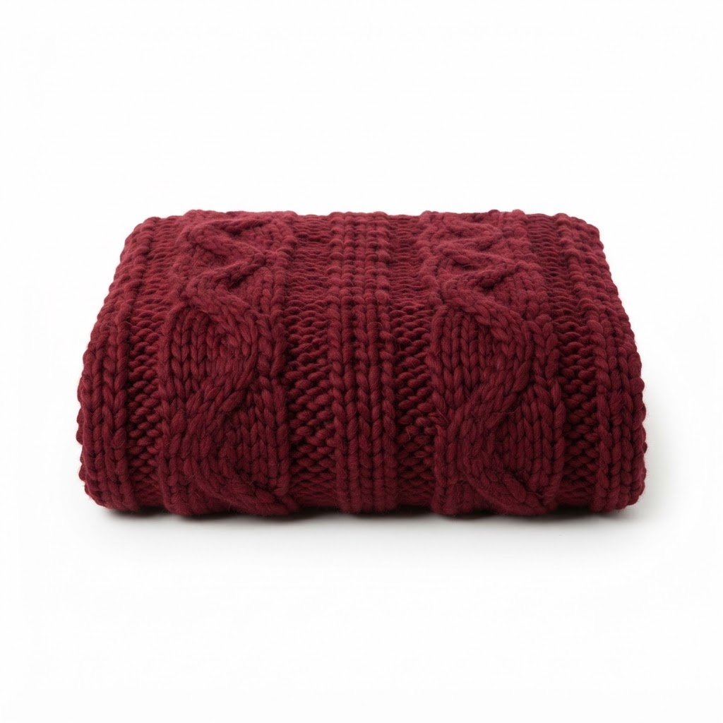 Transitional Burgundy Chunky Knit Throw