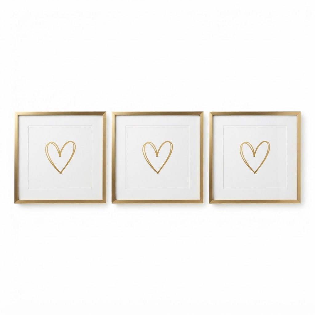 Gold Framed Heart Wall Art Set