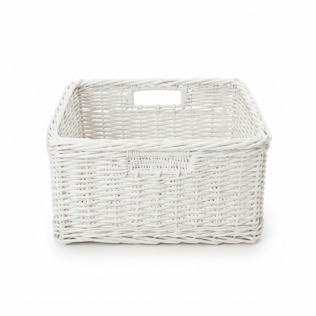 White Rattan Storage Basket
