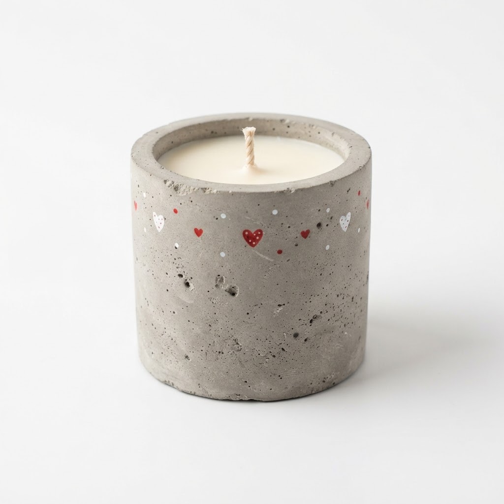 Valentine's Scented Soy Candle in Concrete Jar