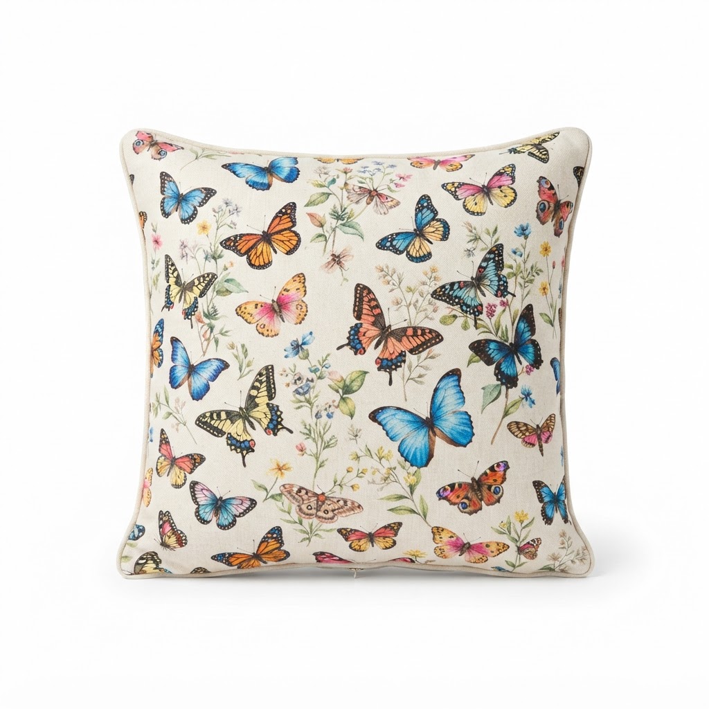 Butterfly Print Accent Pillow