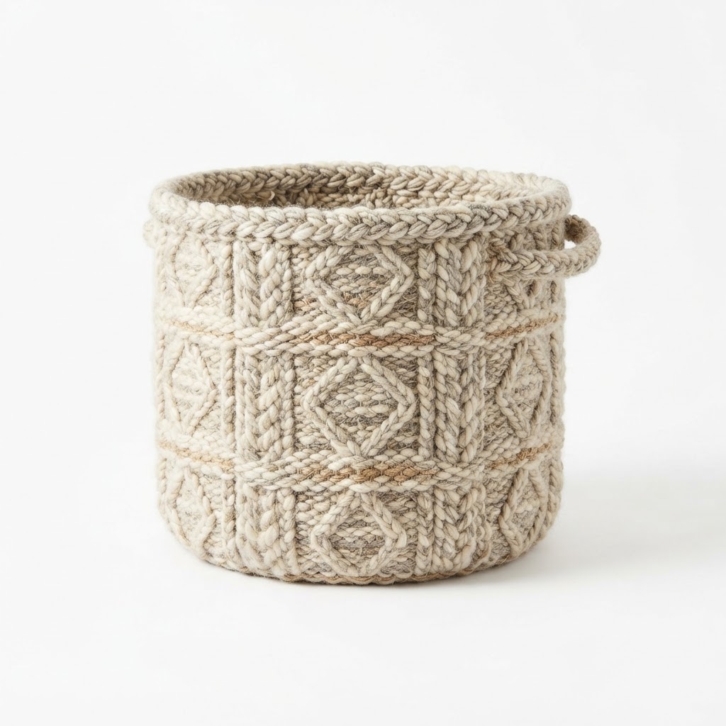 Winter Textured Woven Basket